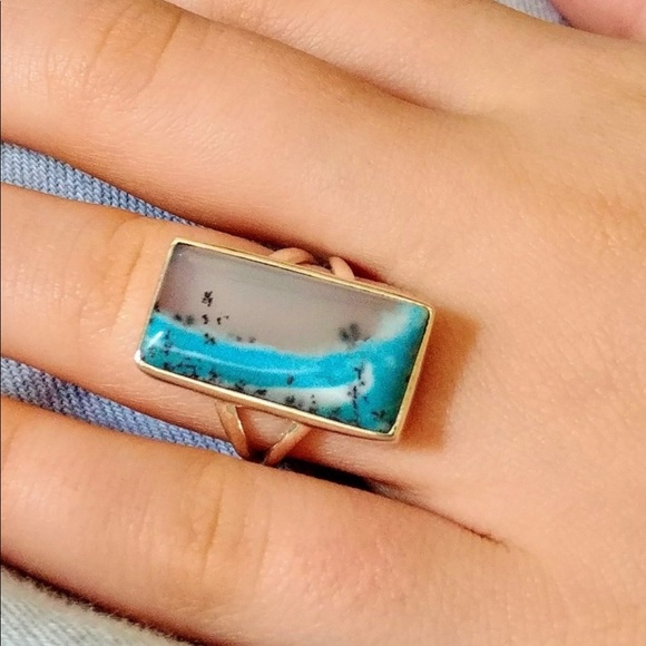 Marine Dendritic Opal Ring - Picture 2 of 4